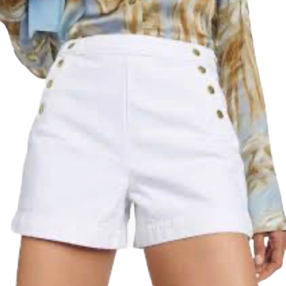 Frame Denim White High-Rise Sailor Jean Shorts